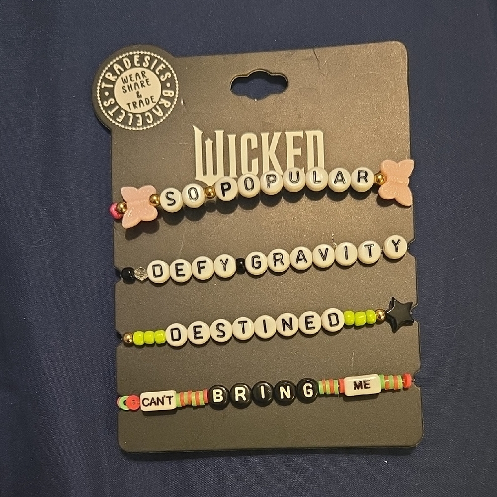 Bioworld Wicked Beaded Bracelet Set - Pink, Black, Green